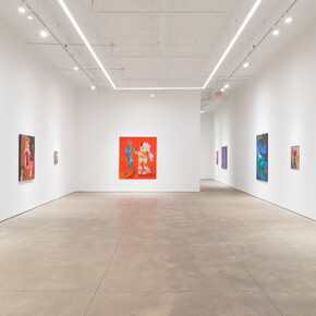 Hortensia Mi Kafchin, Paintings made for aliens above, exhibition view. Courtesy of P·P·O·W 