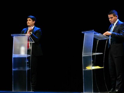 Carlos Alvarado y Fabricio Alvarado en el debate