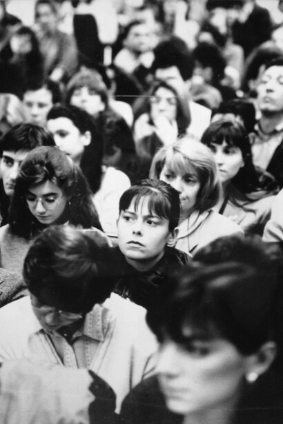 Ira Rubini durante un'assemblea politica