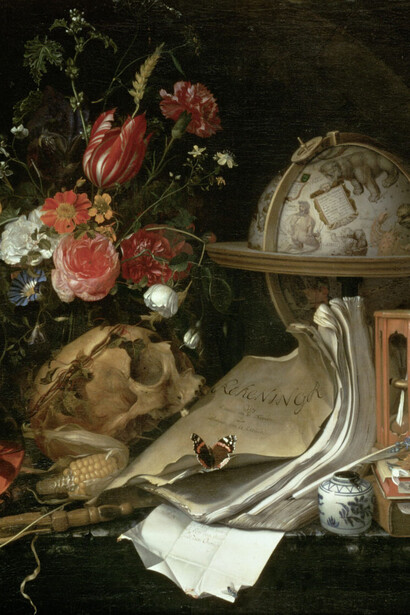 Maria Van Oosterwijk, Vanitas still life (détail). Avec l’aimable autorisation du Musée des Beaux-Arts de Gand
