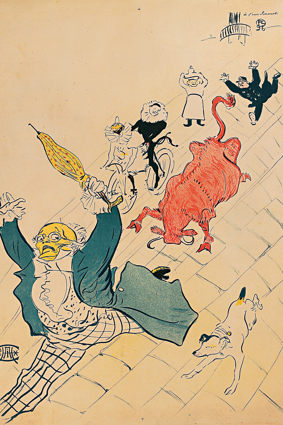 Henri de Toulouse-Lautrec -La Vache Enragée (Before Letters), 1896 - Color Lithography 70x57,5 cm © Herakleidon Museum, Athens,  Greece