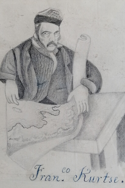 Kurtze, en un dibujo de José María Figueroa. Fuente: Archivo Nacional de Costa Rica