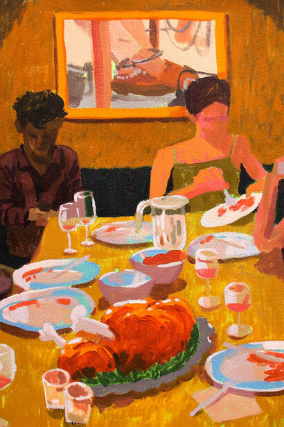 Nicholas Bono Kennedy, Dining under Luigi, 2025. Courtesy of Hashimoto Contemporary