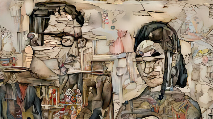 Ilustración generada por IA de un chico y una chica adolescentes, 2022. Obra de arte que transformó un estilo artístico básico en el de un artista diferente. Esto se realizó en Deep Dream Generator
