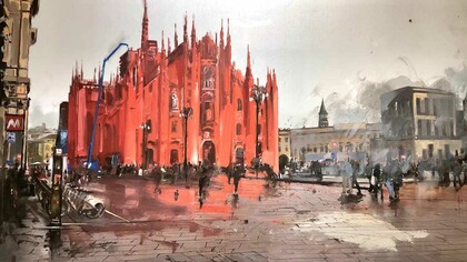 Alessandro Russo, Duomo rosso lamiera, 100x150