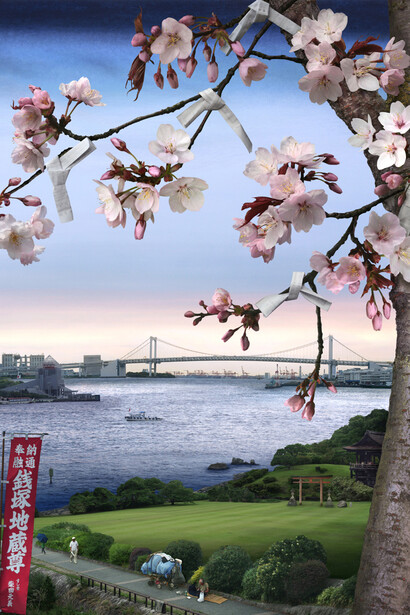 Emily Allchurch, Tokyo Story 5: Cherry Blossom (after Hiroshige), 2011, Transparency on LED lightbox © Courtesy the artist and LA Noble Gallery