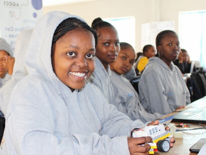 Girls representing the promise of South Africa's tech startup ecosystem, where innovation thrives and bridges are built between local challenges and global solutions