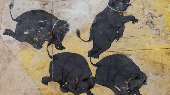  India, Rajasthan, Kota, c. 1660, Attributed to the Hada Master, Rao Jagat Singh of Kota in His Garden (detail). Opaque watercolor with gold on paper, 10 5/8 x 7 in. (27 x 17.7 cm). Stuart Cary Welch Collection.