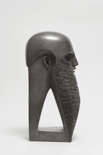 Sarah Peters, Pleasure Principle, 2023, Bronze with silver nitrate patina, 21 1/2 x 7 1/2 x 11 in (54.6 x 19.1 x 27.9 cm) Edition of 3 plus 2 artist's proofs (#2/3). Courtesy of the Artist and Nathalie Karg Gallery. Photo: Alan Wiener