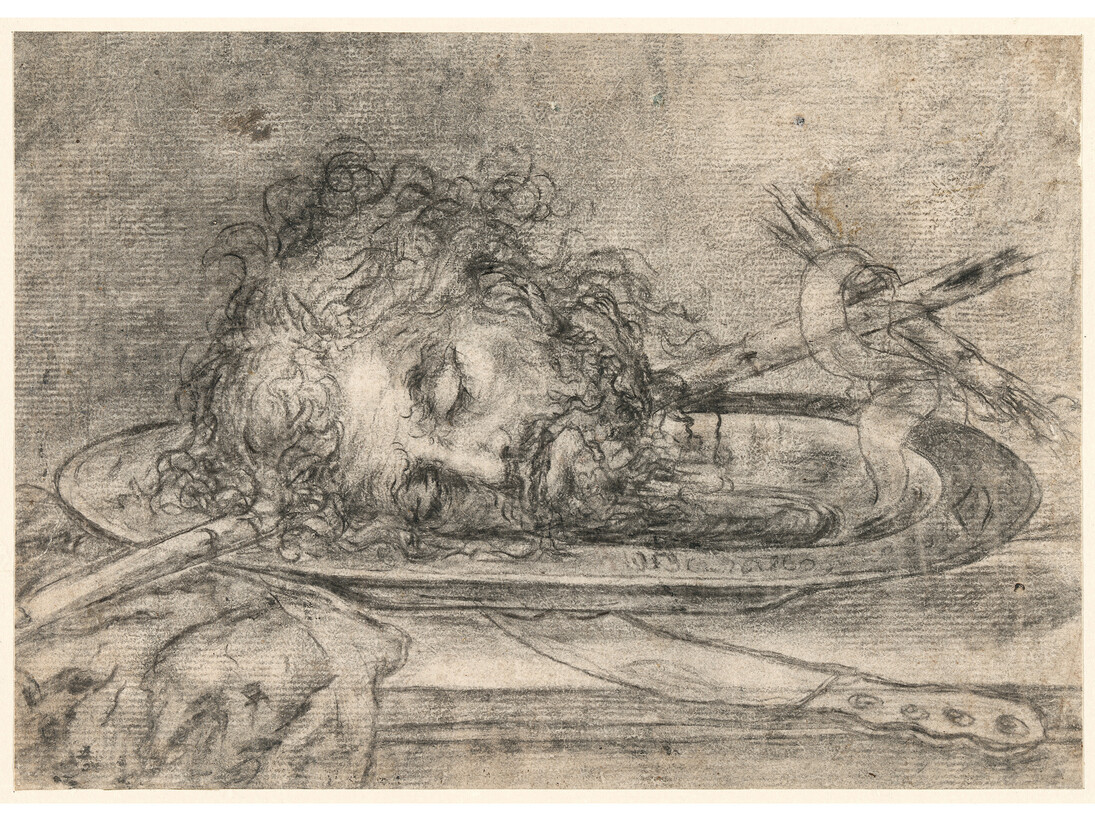 The Head of John the Baptist, Juan de Valdés Leal, Black pencil, 163 x 230 mm, 1654 - 1655, Hamburg, Hamburger Kunsthalle, Kupferstichkabinett © Hamburger Kunsthalle / bpk, Foto: Christoph Irrgang