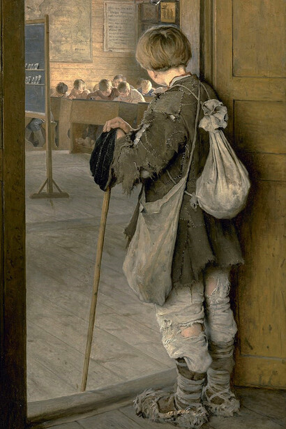 Nikolai Petrovich Bogdanov-Belsky, At the School’s Door (1897)