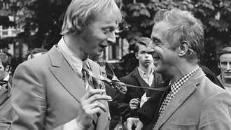 Provotariat in Vondelpark, featuring Simon Vinkenoog and Aldo van Eyck on the left