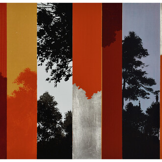 Rikuji Makabe, eternal moment - OGS, 2015, acrylic silver leaf and tin leaf on canvas 53 x 72.7 cm