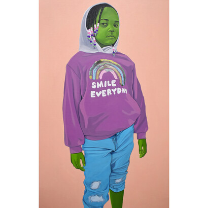 Clarence Heyward, Smile Every Day, acrylic on canvas, 48x30 inches unframed. Courtesy the artist and Turner Carroll Gallery
