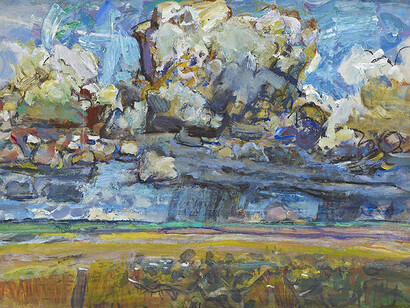 Duncan Shanks, Storm Clouds - Crossford, 2012, acrylic on paper, 70.5 x 49.5 cm, Photograph: John McKenzie