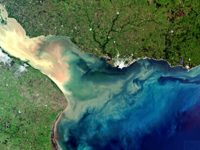 El estuario del Río de la Plata drena las aguas de los ríos Paraná y Uruguay, que atraviesan cinco países sudamericanos: Argentina, Uruguay, Brasil, Paraguay y Bolivia