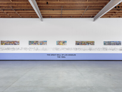 Judith F. Baca, The Great Wall of Los Angeles, 2023, installation view, photo by Joshua White. Courtesy of the artist and Jeffrey Deitch, Los Angeles
