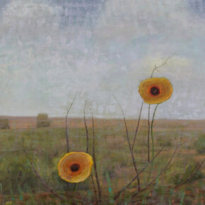 John Beerman, Two Yellow Flowers (detail), Transplanted, 2012, oil on linen, 42 x 42 inches, Courtesy Tibor de Nagy Gallery, NY