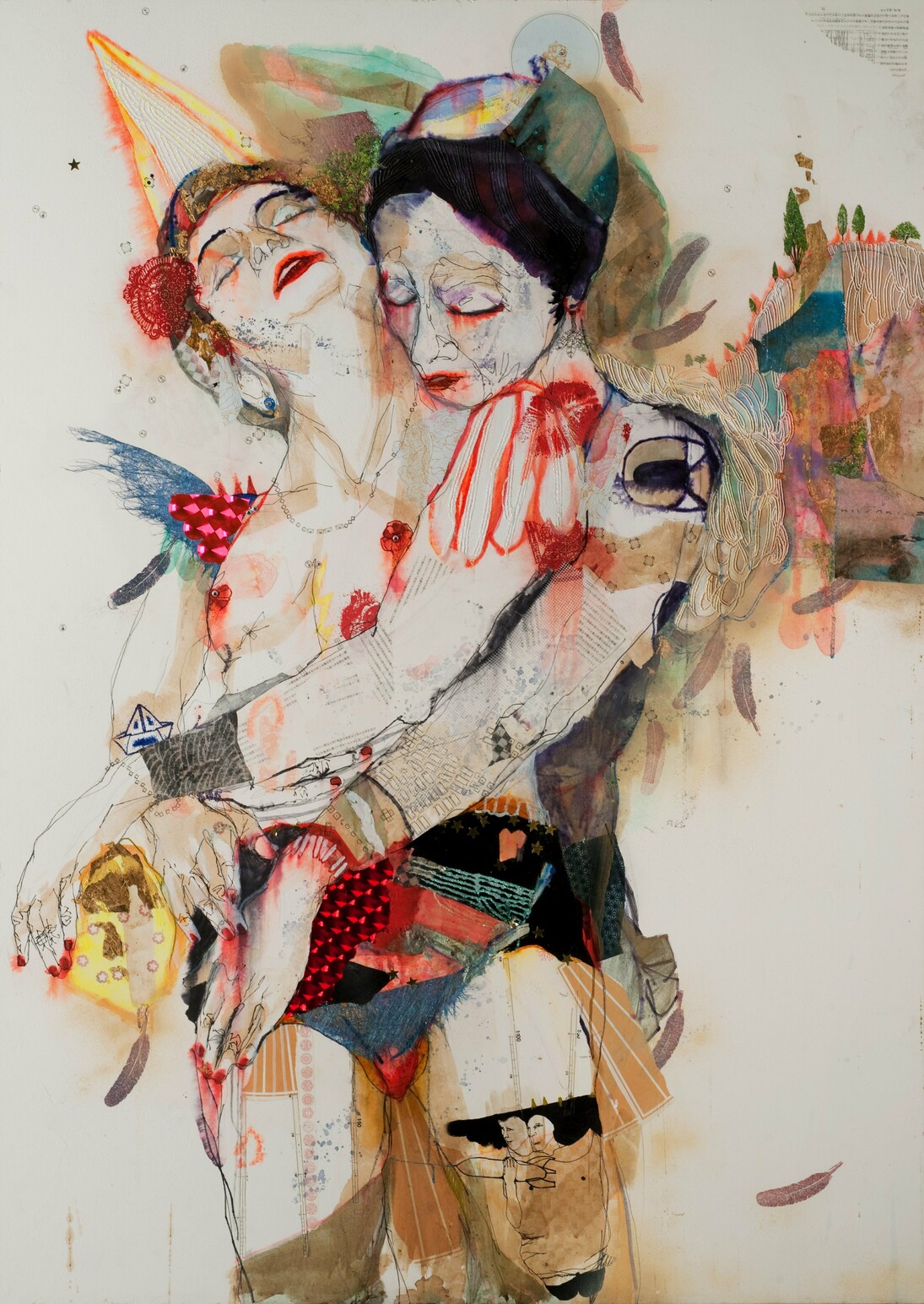 Amore&Psycho, 2015, tecnica mista su carta, 164 x 117 cm 