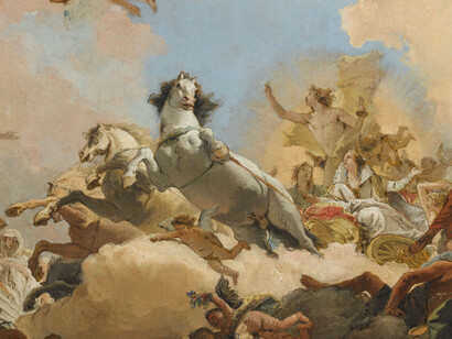 Giambattista Tiepolo, 
Apollo conduce al Genio germanico la sposa Beatrice di Burgundia, 1751,  olio su tela, 65,3 x 106,5 cm, Stoccarda, Staatsgalerie Stuttgart © 2020 foto Scala, Firenze/bpk, Bildagentur fuer Kunst, Kultur und Geschichte, Berlin