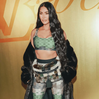 Kim Kardashian em evento de moda da marca Louis Vuitton no último mês de junho, 2023