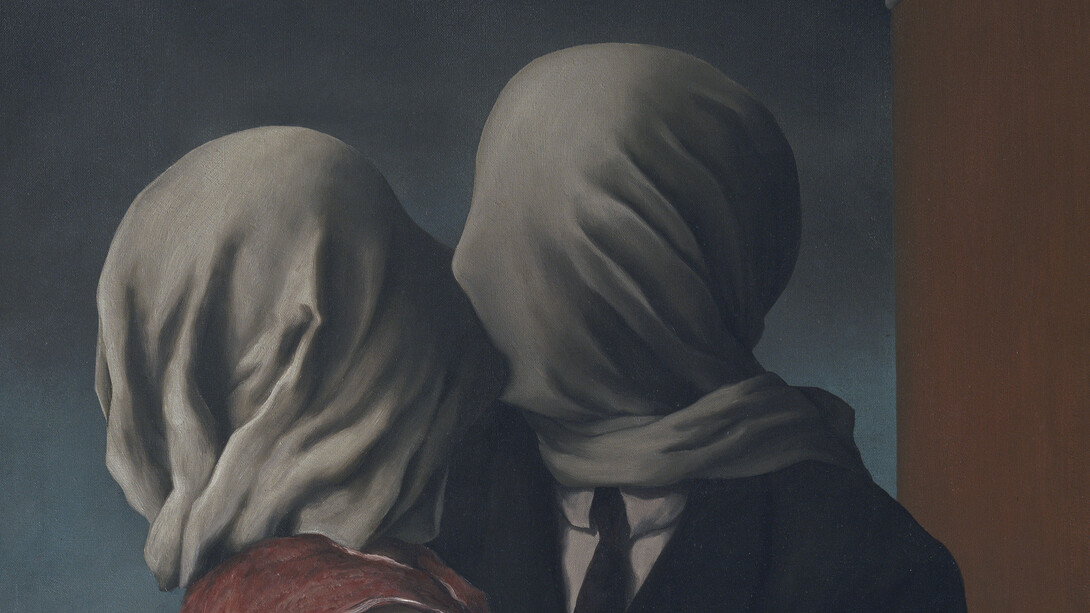 René Magritte (Belgian, 1898–1967). The Lovers (Les Amants), 1928. Oil on canvas; 54 × 73.4 cm (21 3/8 × 28 7/8 in.). Museum of Modern Art, New York. Gift of Richard S. Zeisler. © Charly Herscovici – ADAGP – ARS, 2014