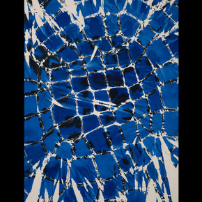 Maia Ruth Lee, B.B.M Cobalt Umbra 1-45 (detail), India ink on canvas, 54x54 inches, photo by Charles Roussel. Courtesy of Tina Kim Gallery