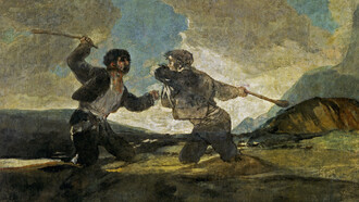 «Duelo a bordoadas», Francisco de Goya, da série de Pinturas Negras (1819-1923)