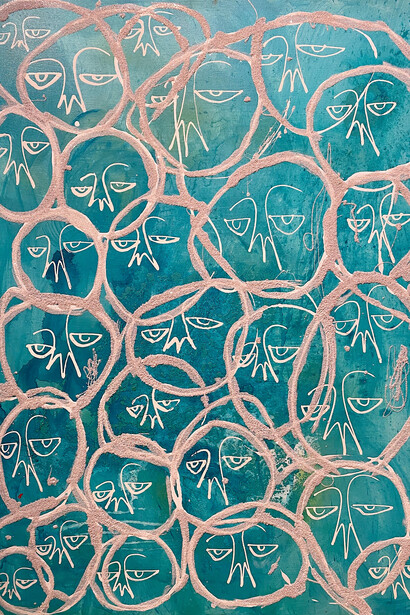 Harif Guzman, 2019, acrylic and mixed media on canvas, 40x30 in.