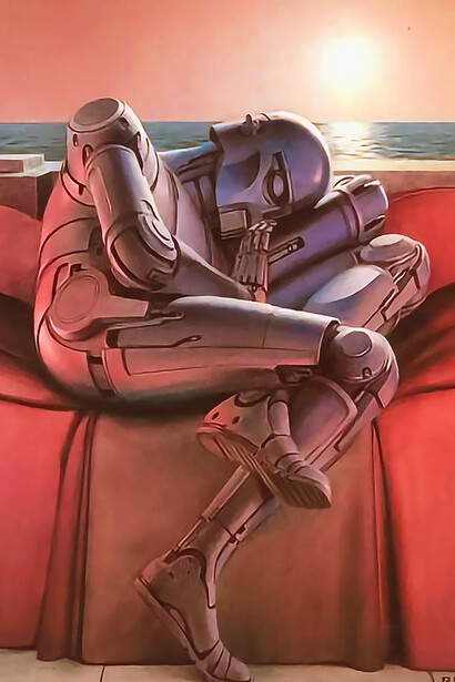 Cover illustration for Robot Dreams (1986) by Ralph McQuarri