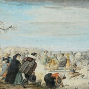Hendrick Avercamp, Scène d’hiver , gouache et aquarelle. 19,2 x 32,1 cm. Paris, Beaux-Arts de Paris © Beaux-Arts de Paris, Dist. RMN-Grand Palais / image Beaux-arts de Paris