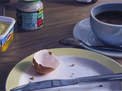 Frank Bauer, Frühstück 06, Öl auf Leinwand, 50 x 70 cm, 2014  