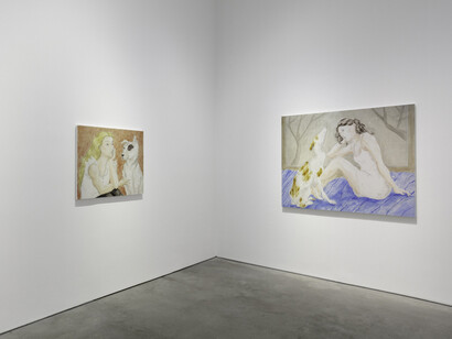 Tanya Merrill, What does the dog say? Exhibition view. Courtesy of 303 Gallery