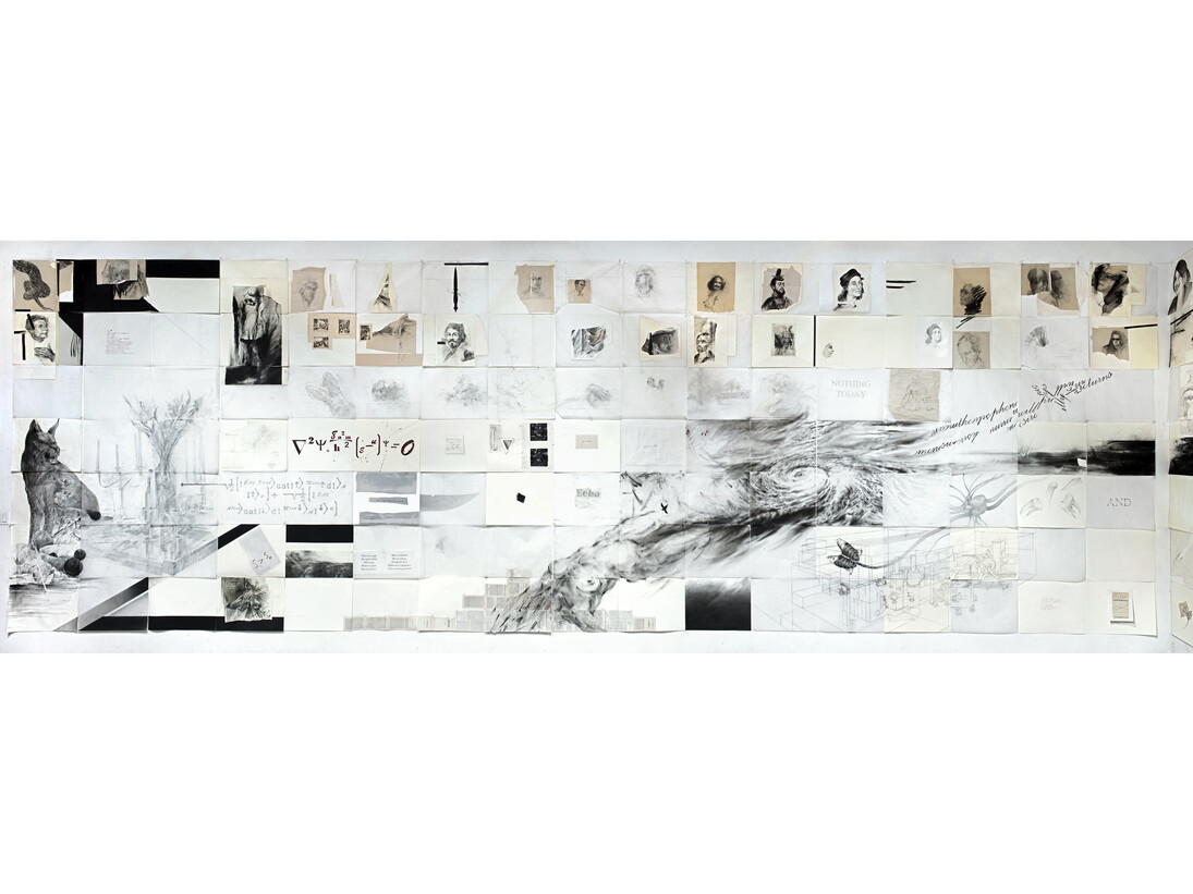 James Drake, The Anatomy of Drawing and Space (Brain Trash) – from Chapter 4 (detail), 2012-2013, mixed media on paper. Courtesy of the artist. ©James Drake 2013.