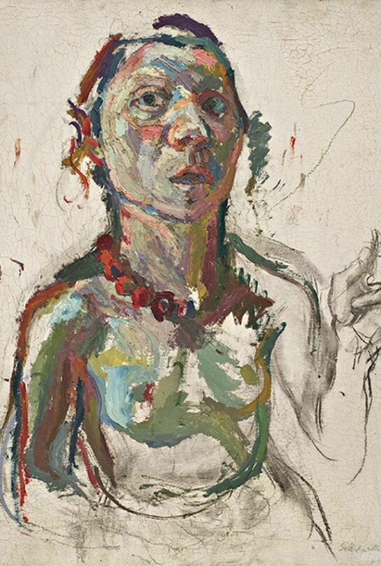Maria Lassnig. Selbstporträt expressiv. 1945. Oil on canvas. Courtesy the artist.