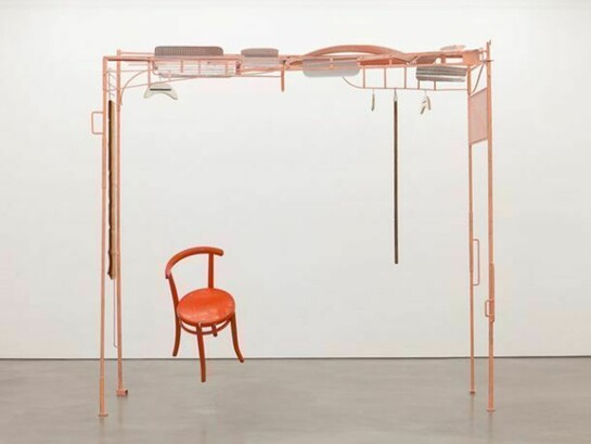 Ulrich Strothjohann, Canopy's Pause, 2008, metal, aluminium, wood, fabric, enamel, book, 220 x 240 x 70 cm