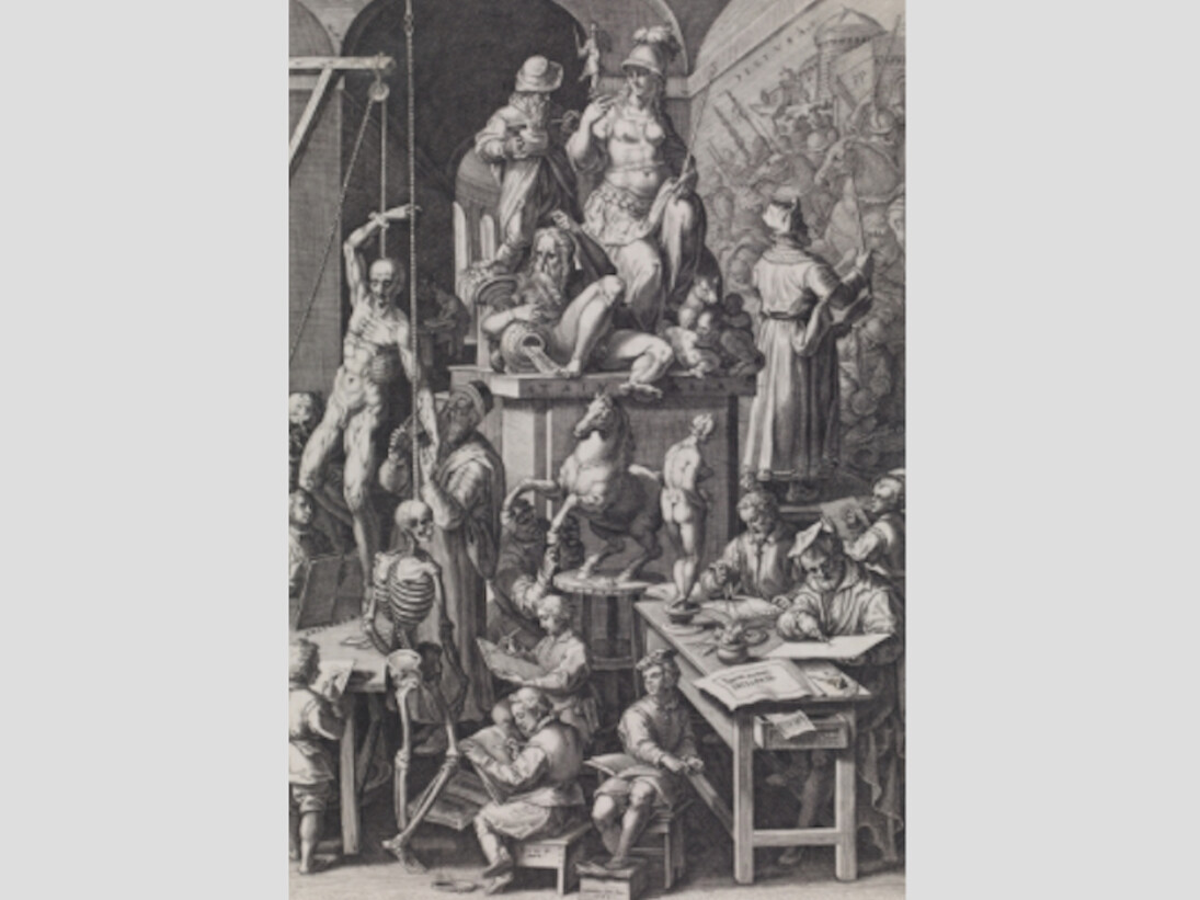 La práctica de las Artes, 1573. Talla dulce: aguafuerte y buril sobre papel verjurado, 436 x 297 mm. Courtesy of Museo del Prado