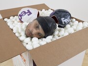 Josh Kline, Packing for Peanuts (Fedex Worker’s Head with Knit Cap), 2014.
Courtesy the artist, Zabludowicz Collection and 47 Canal, New York.
Photo: Joerg Lohse 
