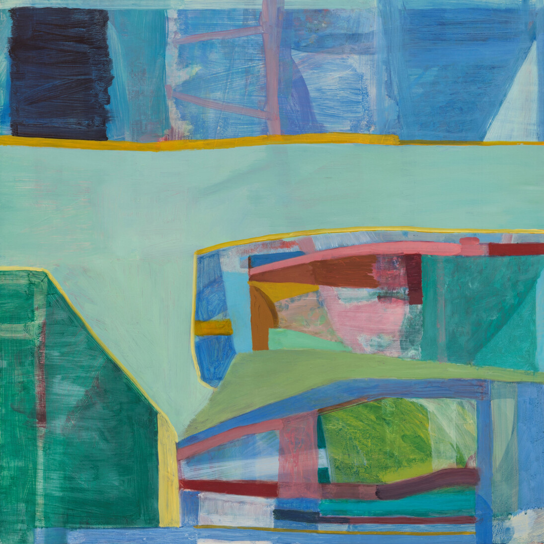 Julian Hatton, Green T, 2013, oil on canvas on panel, 24 x 24 inches