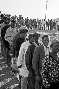 South Africa's first democratic voting day on the 27th of April, 1994, the queues of voters serving as a powerful symbol of the collective journey towards democracy, echoing the aspirations of a nation reborn