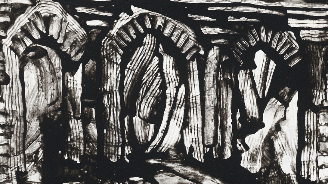 Elli Koutsoukelli, Untitled, 2014, Indian ink & mixed media on paper, 24 x 33 cm