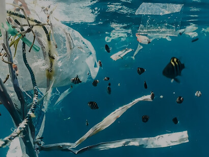 Floating in the Indonesian waters, a collection of debris serves as a stark reminder of the pervasive issue of plastic pollution and its consequences for juvenile fish