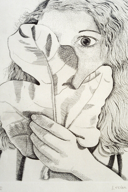 Lucian Freud (1922-2011), Girl with Fig Leaf, 1947, Etching, no.1 of an edition of 10, 29.5 x 23.5 cm
© The Lucian Freud Archive / Bridgeman Images