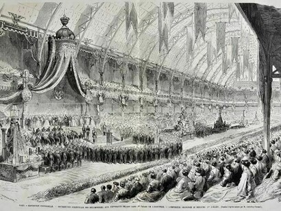 Le Monde Illustré, 1867, The International Exhibition. Napoleon was advised by cable on July 1st 1867, the day he presented prizes at the International Exhibition, that Maximilian has been executed