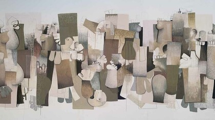 Carlos Blanco Artero, en donde, a través de sus pinturas, intenta plasmar de forma figurada la angustia y el sufrimiento de los refugiados