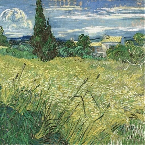 Vincent van Gogh, "Champ de blé vert avec cyprès", 1889