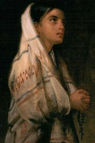 Edwin Long, "Niña española rezando", óleo sobre lienzo, entre 1875 y 1885