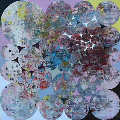 Perry Burns, Galaxy-Agra, 2014, oil on canvas, 36 x 36 inches