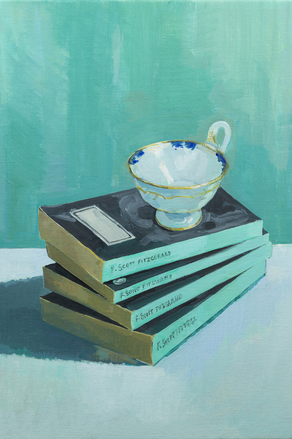 Nancy Cadogan, Tiffany's Blue., 2017, Oil on linen, 51x51cm © the artist, courtesy Shapero Modern
