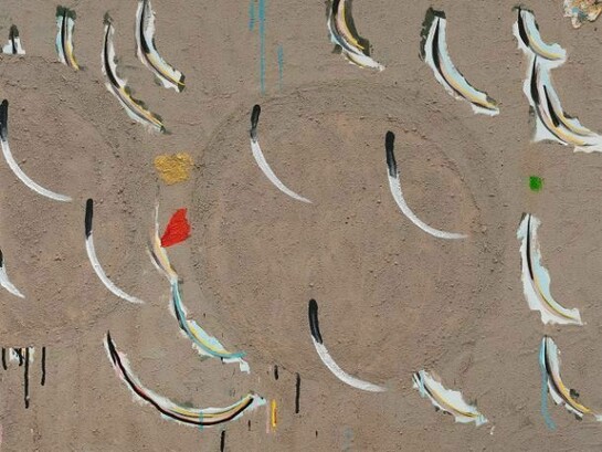 Allison Miller, Mine, 2013, Acrylic, dirt and oil/canvas, 28 x 30 in. Courtesy: Susan Inglett Gallery, NYC.